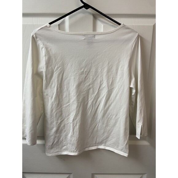 Peck and Peck Top Womens XL White Key Hole White Tied Nautical Beach Coastal - Picture 5 of 6